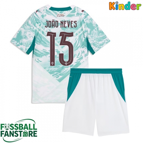 Portugal Joao Neves #15 Replik Auswärtstrikot Kinder WM 2026 Kurzarm (+ Kurze Hosen)